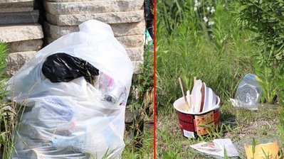 낚시꾼들이 버리고 간 쓰레기가 널려져 있다. (사진=이정욱 기자)