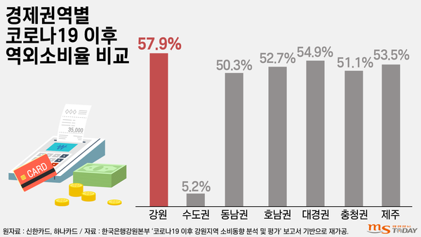 경제권역별 코로나19 이후 역외소비율 비교. (그래픽=박지영 기자)